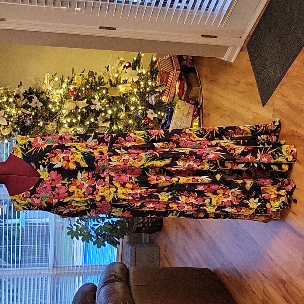 Jessica London Navy Floral Plus Size 30W FlyAway Maxi Dress Overlay/Poly Lining